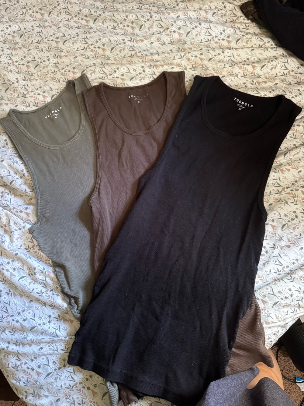 YoungLA Men’s Tank Top Set - Black, Brown, Olive